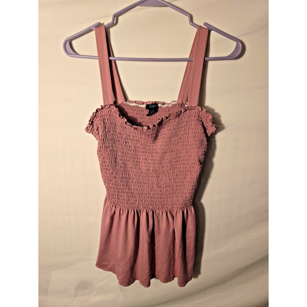 rue + womens Cute Babydoll Top Shirt Sleeveless Plus 2X Pink Romantic  Ruffles